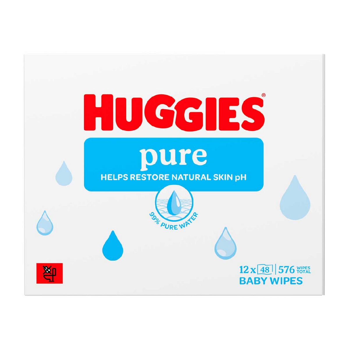 Huggies Pure Baby Wipes 0% Plastic 48S 12 Pack