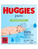 Huggies Pure Baby Wipes 0% Plastic 48s 12 pack
