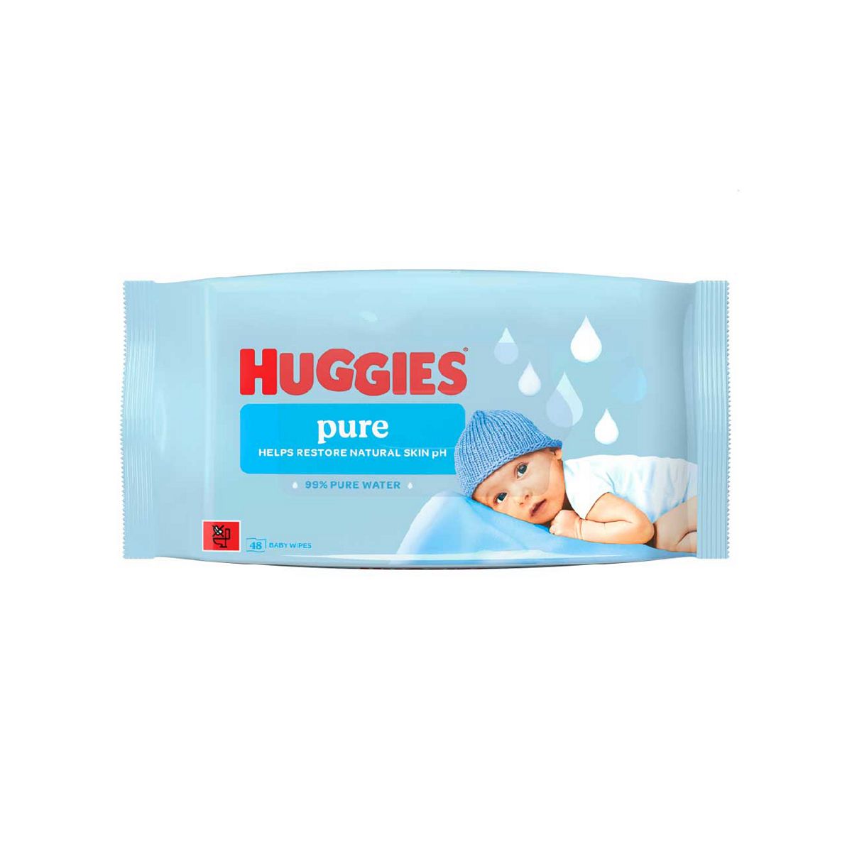 Huggies Pure Baby Wipes 0% Plastic 48S Single Pack