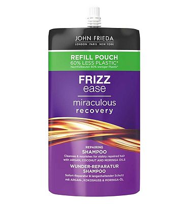 John Frieda Frizz Ease Miraculous Recovery Repairing Shampoo 500ml Refill Pouch For Dry Frizzy Hair