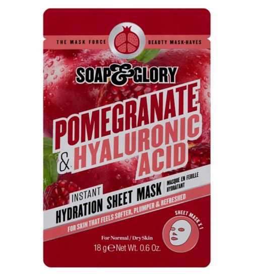 Soap & Glory Pomegranate & Hyaluronic Acid Instant Hydration Sheet Mask