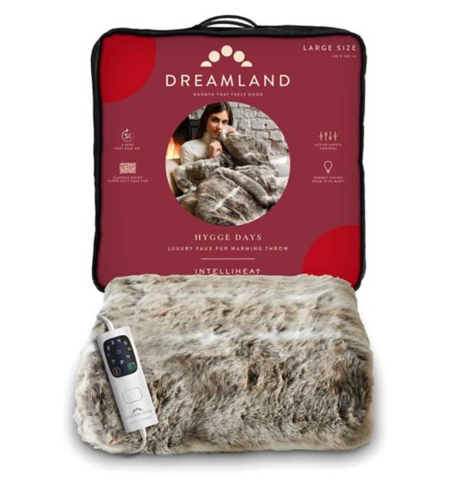 Dreamland Intelliheat Faux Fur Warming Throw - Alaskan Husky