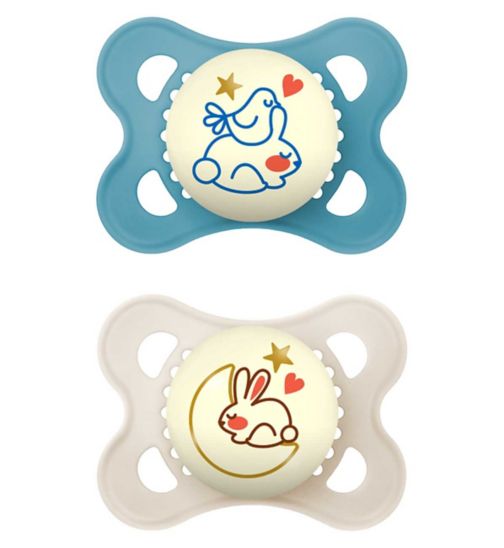 MAM Night 2-6 Months Soother 2 Pack - Blue
