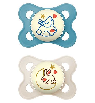 MAM Night 2-6 Months Soother 2 Pack - Blue