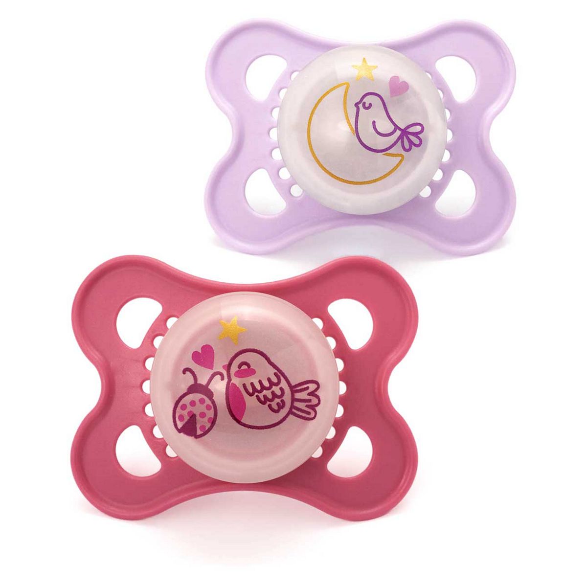 Mam Night 0-6 Months Soother 2 Pack - Pink