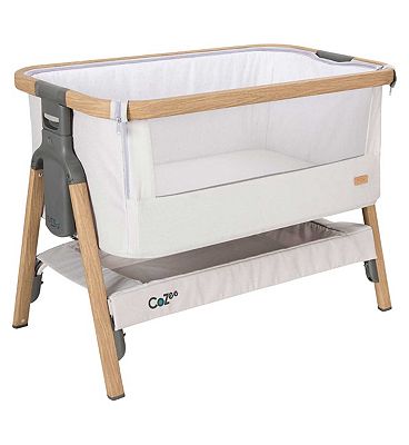 Tutti Bambini Cozee Bedside Crib-Oak/Sterling Silver