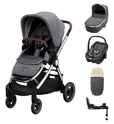 Maxi-Cosi Adorra Luxe Travel System with Car Seat Base Twillic Grey
