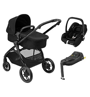 Maxi-Cosi Zelia3 Luxe Travel System with Car Seat Base Twillic Black