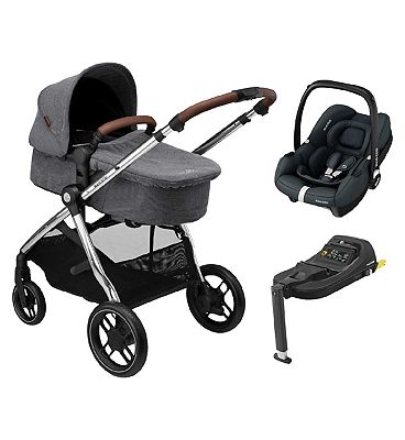 Maxi-Cosi Zelia3 Luxe Travel System with Car Seat Base Twillic Grey