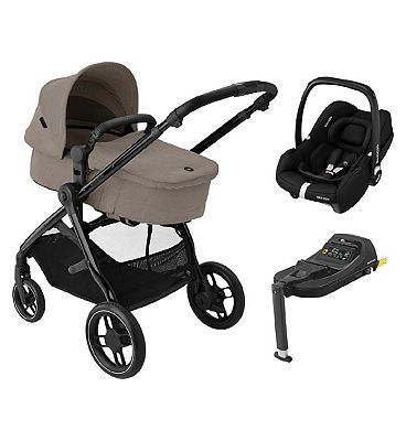 Maxi-Cosi Zelia3 Luxe Travel System with Car Seat Base Twillic Truffle