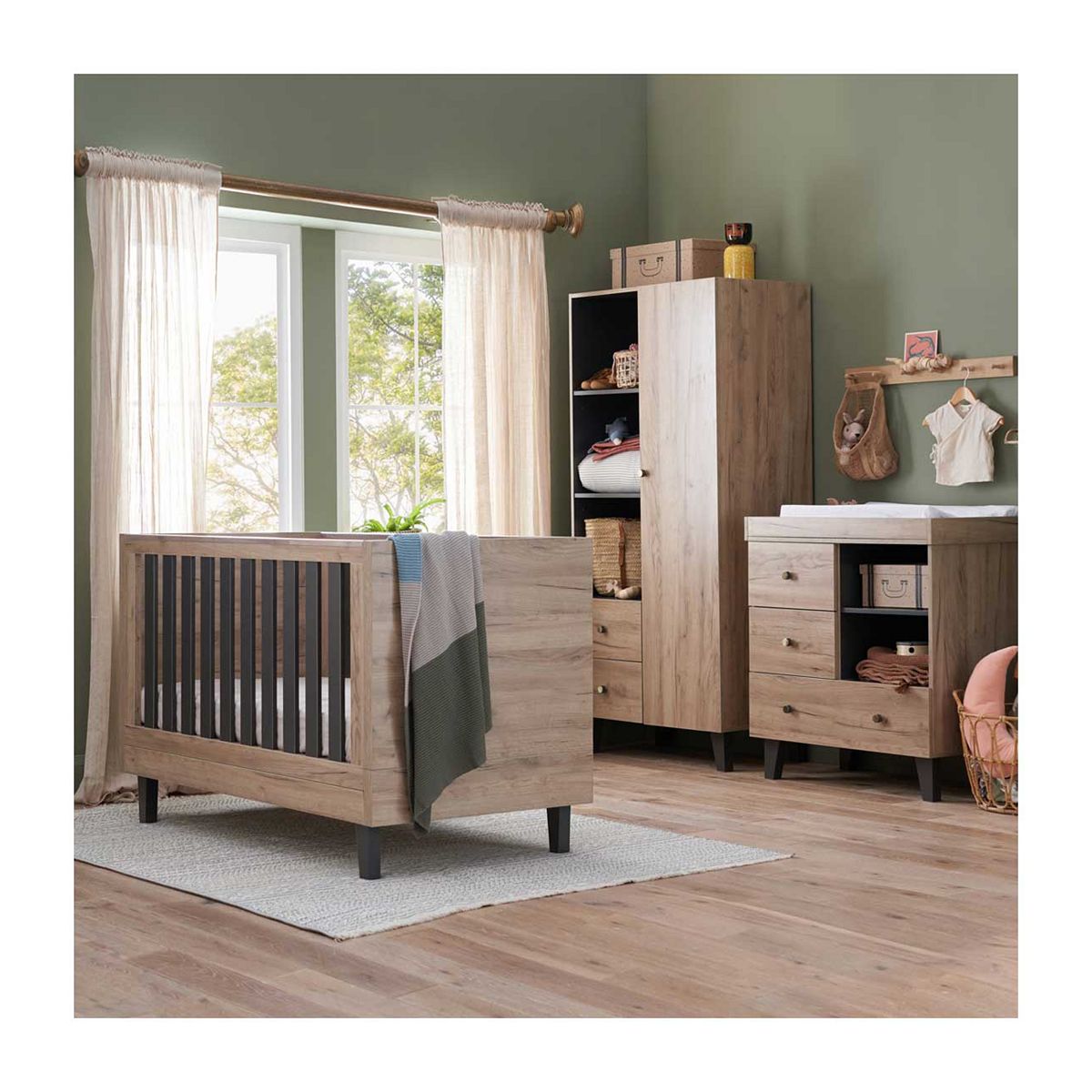 Tutti Bambini Como 3 Piece Room Set - Distressed Oak/Slate Grey