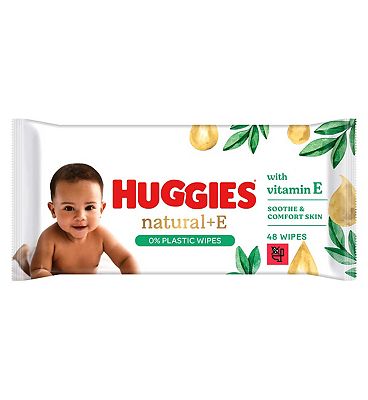 Huggies Natural Plus Vitamin E 0% Plastic Baby Wipes - 48 wipes