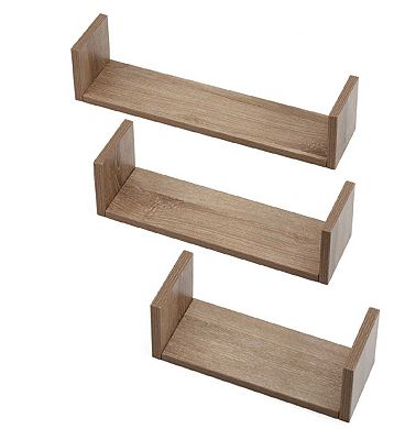 Tutti Bambini Modena Set of Three U-Shaped Wall Shelves - Oak