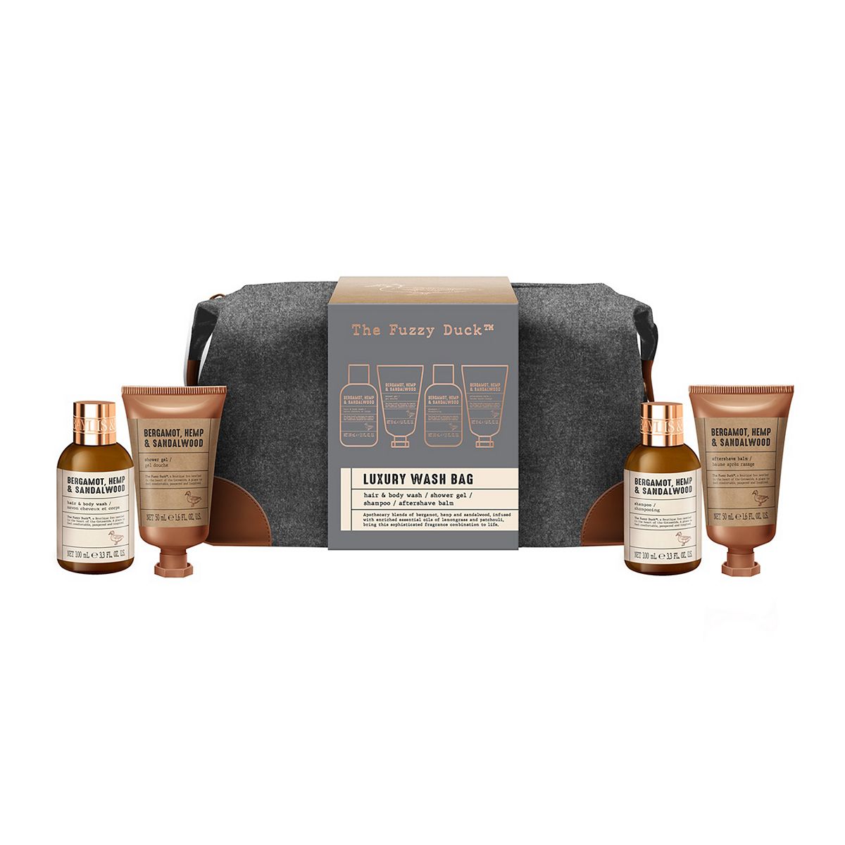 Baylis & Harding The Fuzzy Duck Bergamot Hemp & Sandalwood Men's Luxury Wash Bag Gift Set