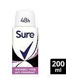Sure Invisible Pure Anti-Perspirant Spray for 48hour Protection Against Sweat, Odour, White Marks & Yellow Stains 200ml