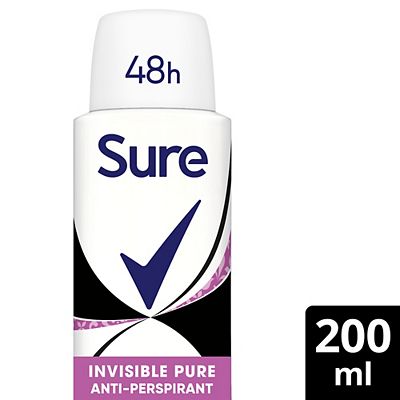 Sure Invisible Pure Anti-Perspirant Spray for 48hour protection against sweat, odour, white marks & 