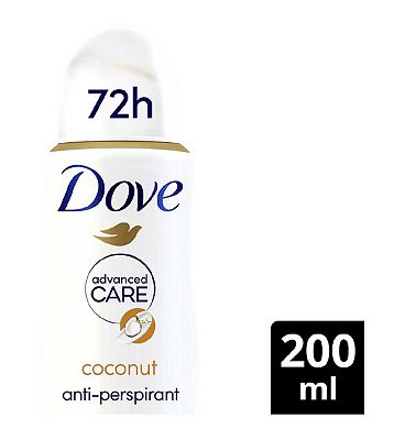 Dove Advanced Care Coconut & Jasmine Anti-Perspirant Deodorant Spray with plant based moisturiser for 72hour protection 200ml