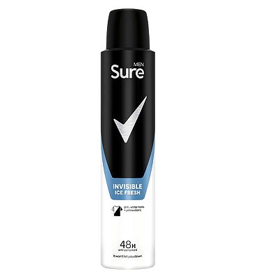 Sure Men Invisible Ice Fresh Anti-Perspirant Deodorant 48hr protection from sweat, odour, white mark