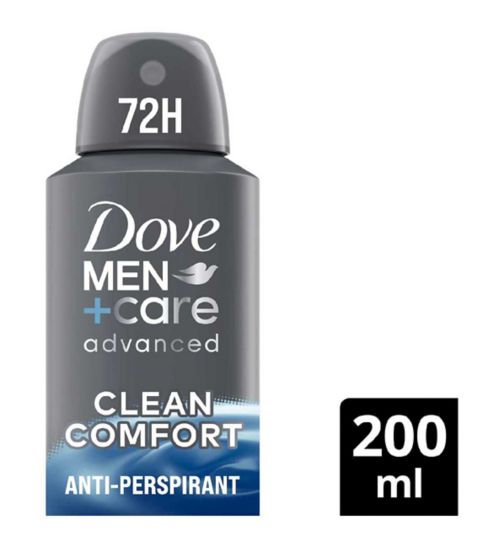 Dove Men+Care Advanced Clean Comfort 72hr Anti-Perspirant Deodorant with Triple Action Sweat & Odour Protection Technology 200ml