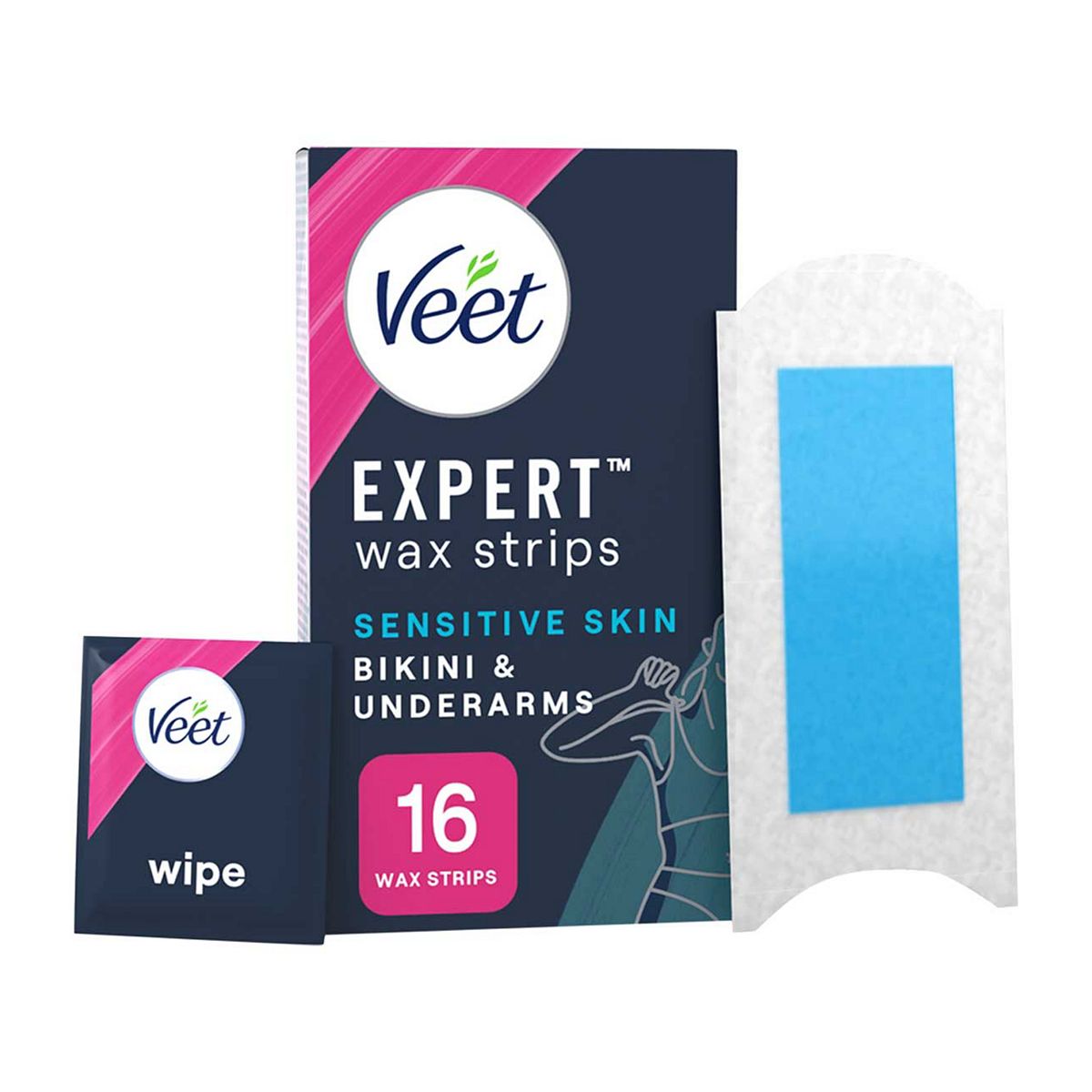Veet Expert Wax Strips Bikini & Underarm Sensitive - 16S