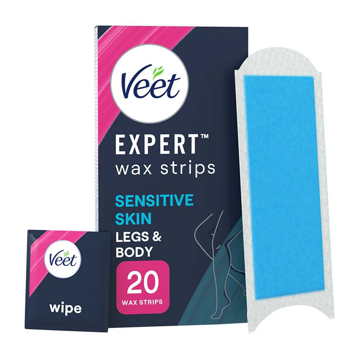 Veet Expert Wax Strips Legs Body Sensitive Hair Removal - 20S
