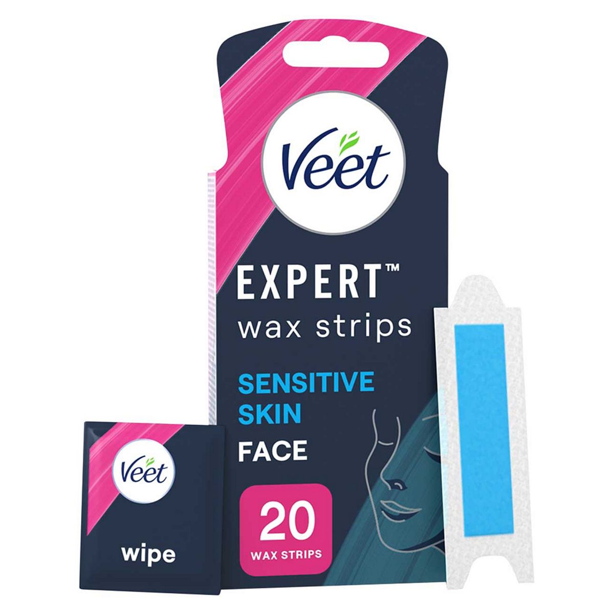 Veet Expert Wax Strips Face Sensitive Skin Hair Removal - 20S