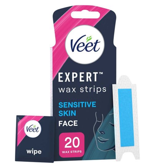 Veet Expert Wax Strips Face Sensitive Skin Hair Removal - 20s