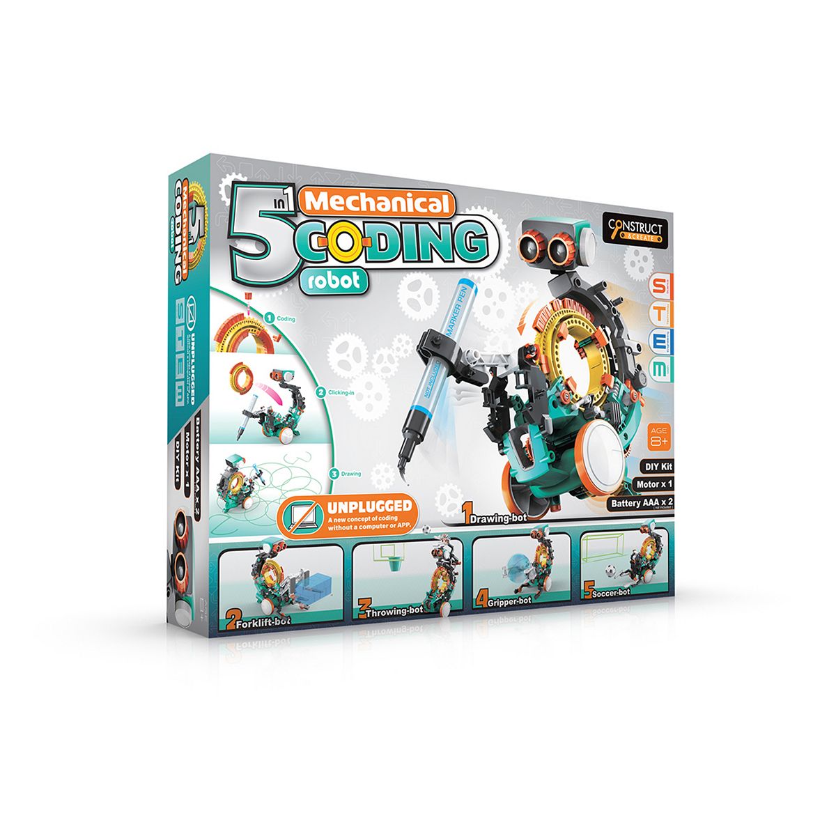 Construct Create 5 In 1 Mechanical Coding Robot