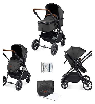 Ickle Bubba Cosmo 6 Piece Pram - Black / Graphite Grey / Tan