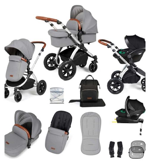 Ickle Bubba Stomp Luxe all-in-one Travel System Silver/Pearl Grey/Tan/ Pack Size 1