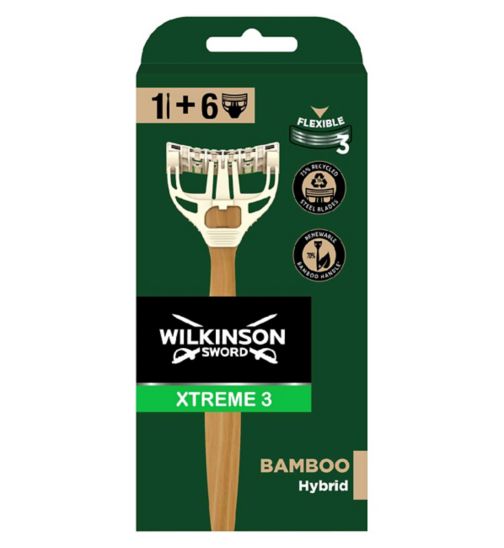 Wilkinson Sword Xtreme 3 Bamboo hybrid handle + 6 blades