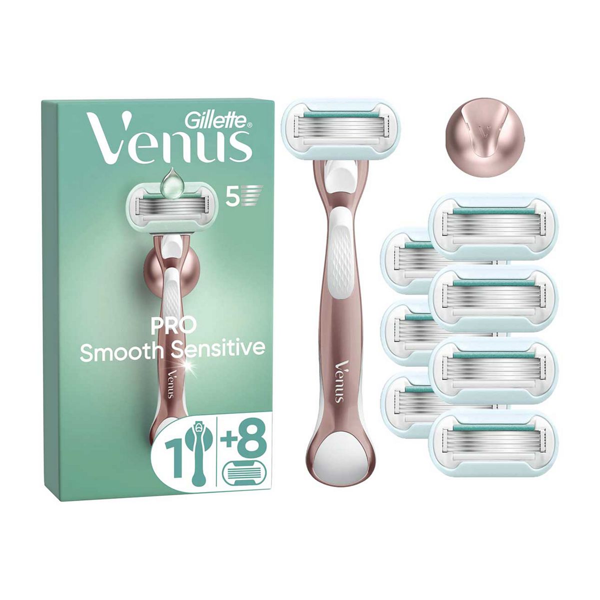 Gillette Venus Pro Smooth Sensitive Women's Razor - 5 Blades - Rosegold
