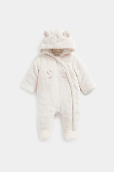 Mothercare My First Pink Fluffy Pramsuit