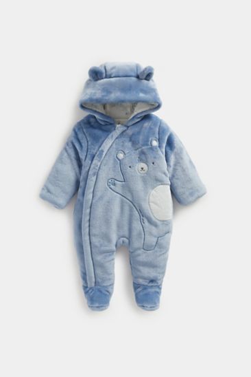 Mothercare My First Blue Fluffy Pramsuit