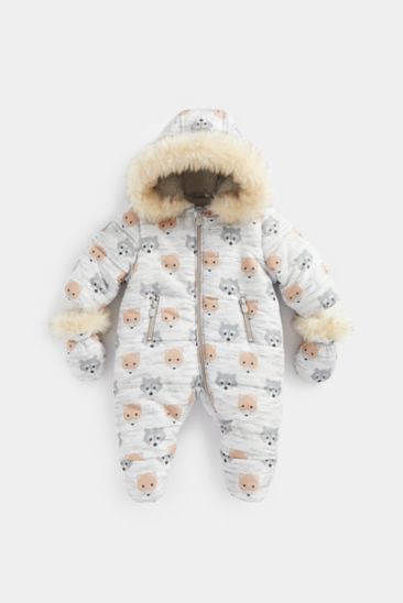 Mothercare Grey Fox Quilted Snowsuit