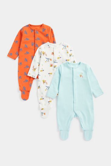 Mothercare Digger Sleepsuits - 3 Pack