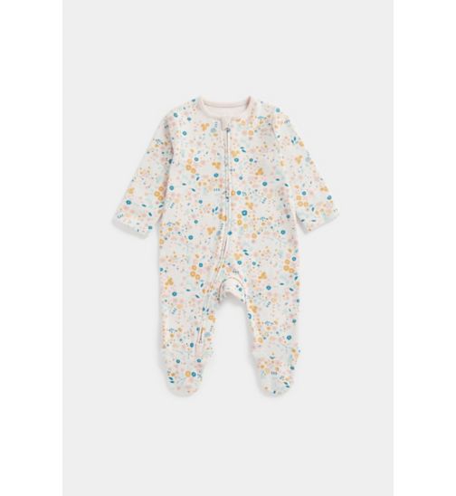 Mothercare Floral Zip-Up Baby Sleepsuit