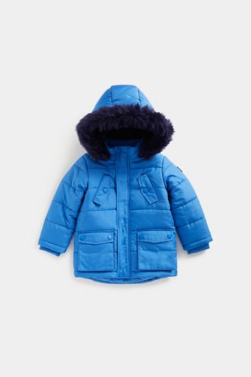 Blue Borg-Lined Quilted Jacket