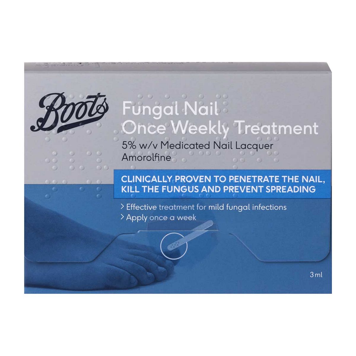 Boots Fungal Nail Once Weekly Treatment 5% W/v Medicated Lacquer - 3Ml