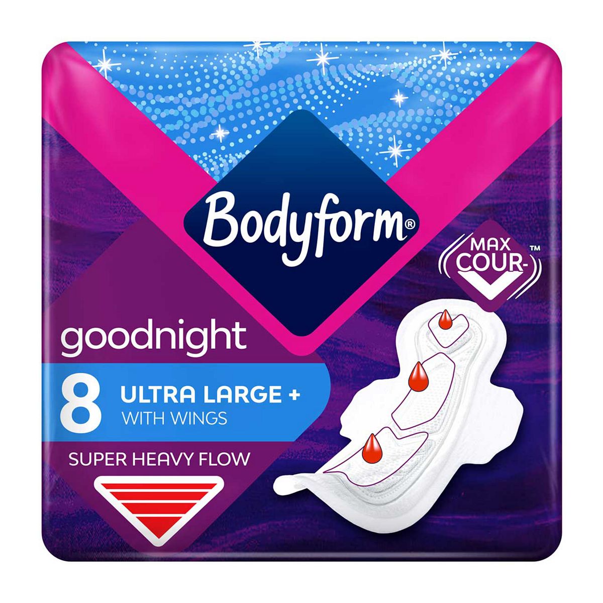 Bodyform Cour-V Ultra Night Sanitary Towels Wings 8 Pack