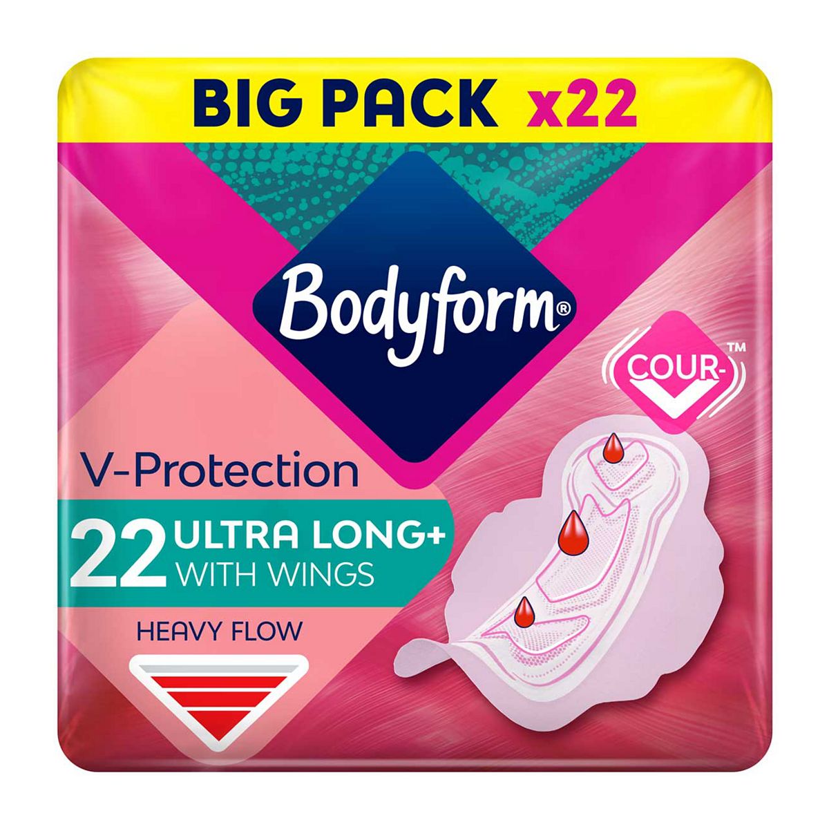 Bodyform Cour-V Ultra Long Sanitary Towels Wings 22 Pack