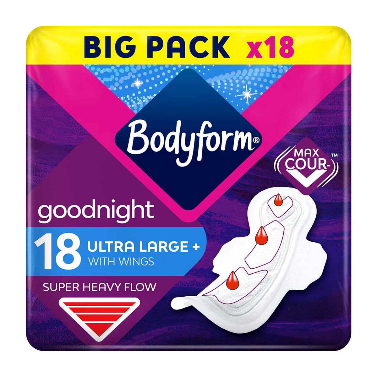 Bodyform Cour-V Ultra Night Sanitary Towels Wings 18 Pack