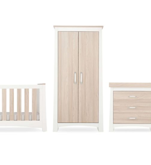 CuddleCo Ada 3 Piece Nursery Furniture Set – White and Ash