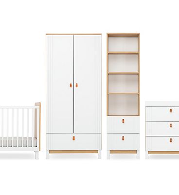 CuddleCo Rafi 4 Piece Nursery Furniture Set - Oak and White