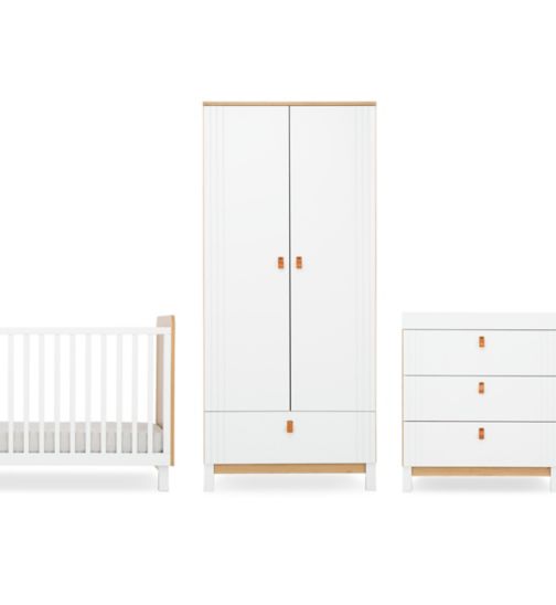 CuddleCo Rafi 3 Piece Nursery Furniture Set - Oak and White