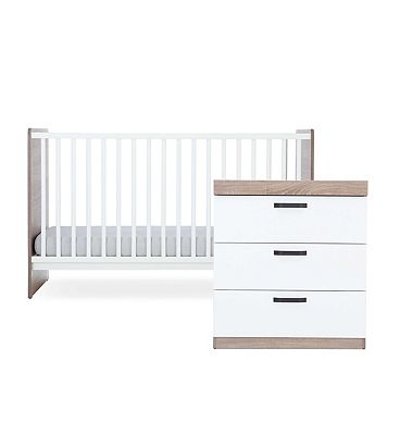 CuddleCo Enzo 2 Piece Nursery Furniture Set - Oak and White