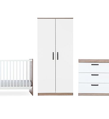 CuddleCo Enzo 3 Piece Nursery Furniture Set - Oak and White