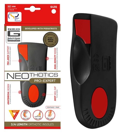 Neo G NeoThotics Pro-Expert 3/4 Length Orthotic Insoles L Pair - size 9.5 - 11.5