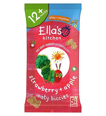 Ella’s Kitchen Organic Strawberry and Apple Oaty Biscuits Multipack Toddler Snack 12+ Months 5x20g