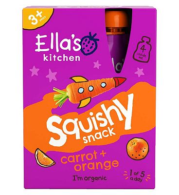 Ella's Kitchen Organic Carrot and Orange Kids Smoothie Snack Pouch 3+ Years 4x100g